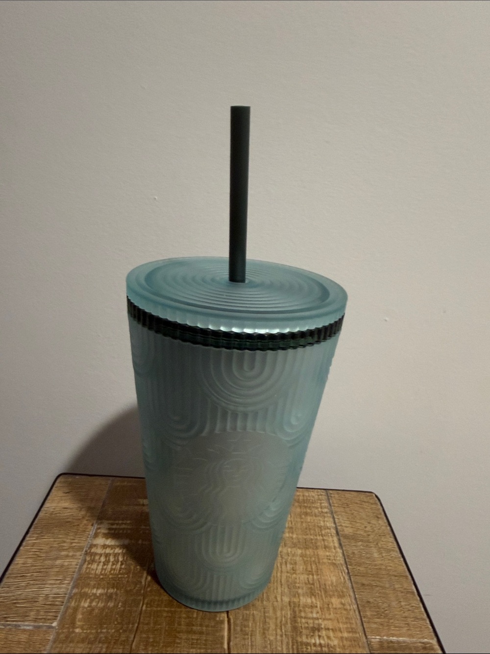 Starbucks Matte Seafoam Green Reusable Cup with Dark Green Straw NWT